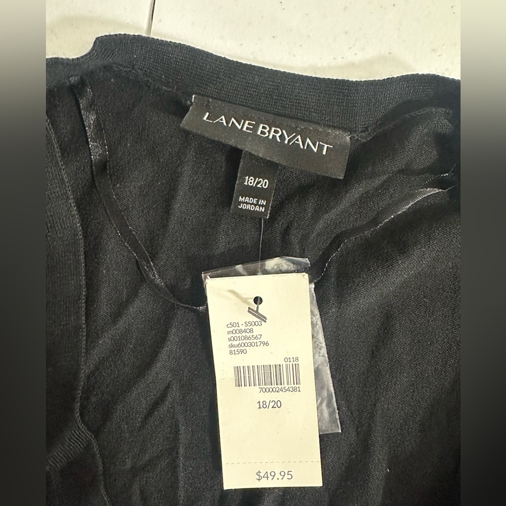 NWT Lane Bryant Black 3/4 Ruffle Sleeve Knit Cardigan Sweater Size 18/20 - Picture 6 of 9